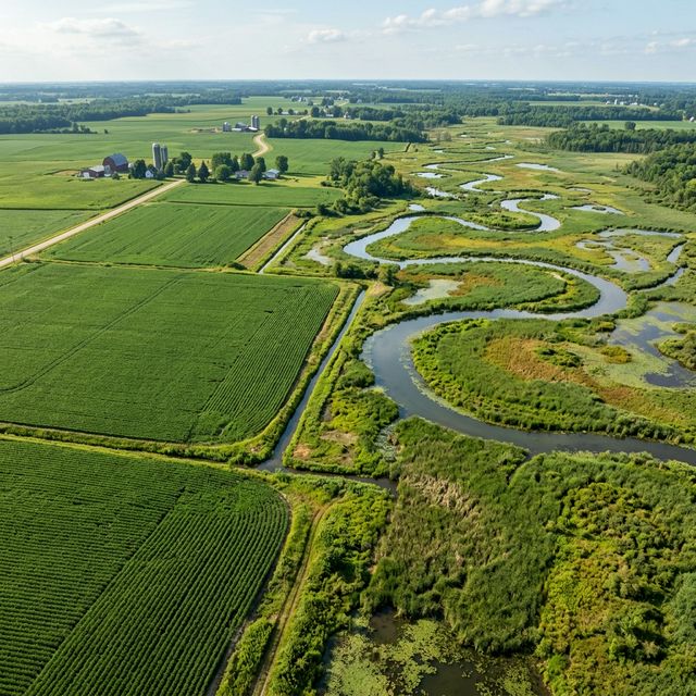 Farmland and wetlands intersection