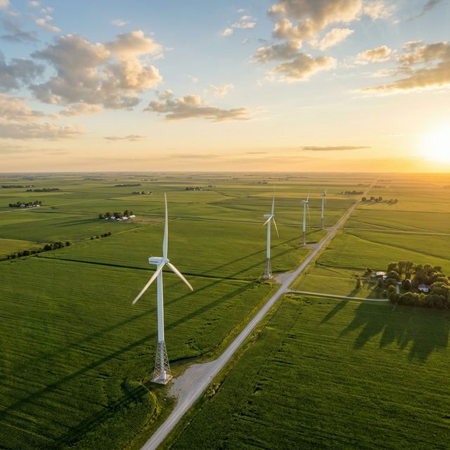 Wind turbines on Midwest farmland
