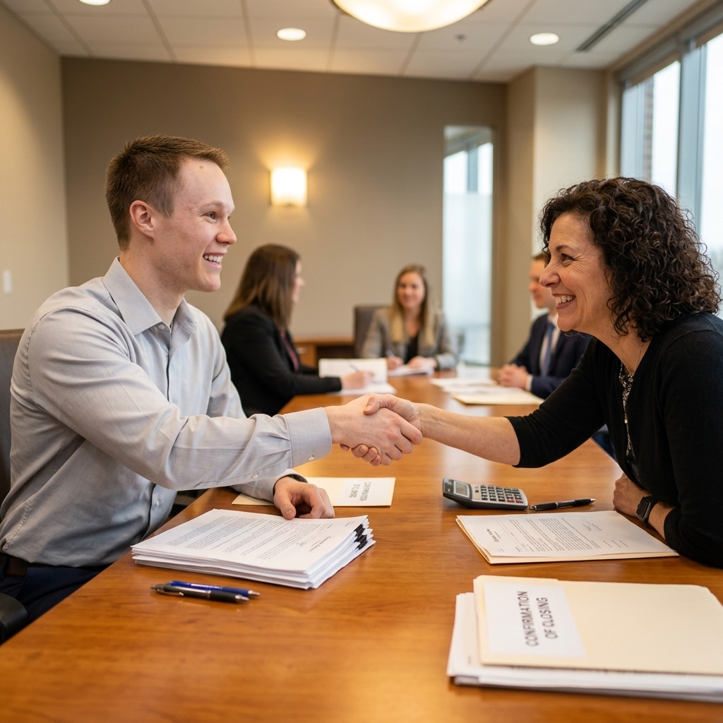 Kole shaking hands at a closing table after 1031 exchange