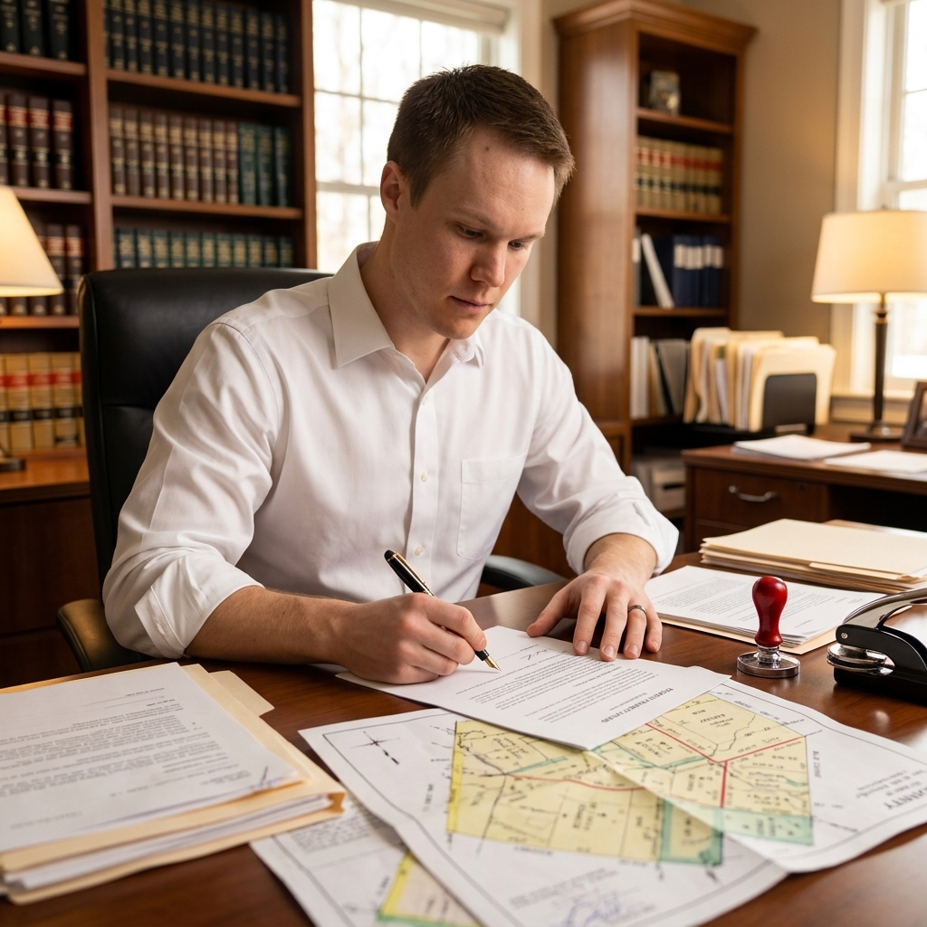 Kole reviewing property deeds and county maps for trust funding